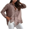 thumbnail image 1 of Kaemgyyd Womens Button down Shirts Stylish Long Sleeve Flowy Collared Summer Blouse Sequin Sparkly See Through Chiffon Tops, 1 of 7