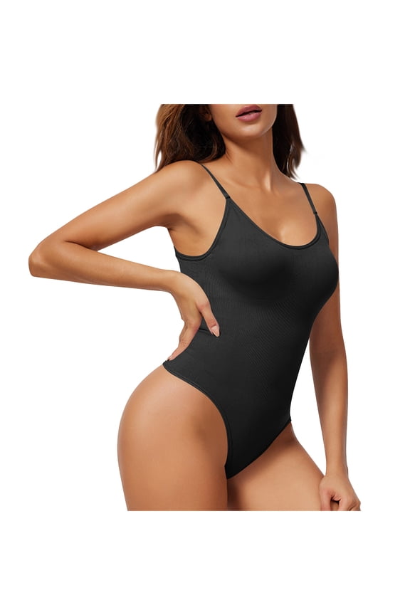 Womens Cami Sleeveless Bodysuit Tops Adjustable Spaghetti Strap Slim Shapewear Fashion Scoop Neck Backless Bodycon Romper