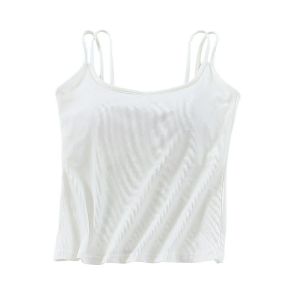 Kaemgyyd Womens Camisoles Tops with Built in Padded Bra Soft Basic Breathable Tank Shirt Ribbed Sleeveless Undershirt Sleepwear