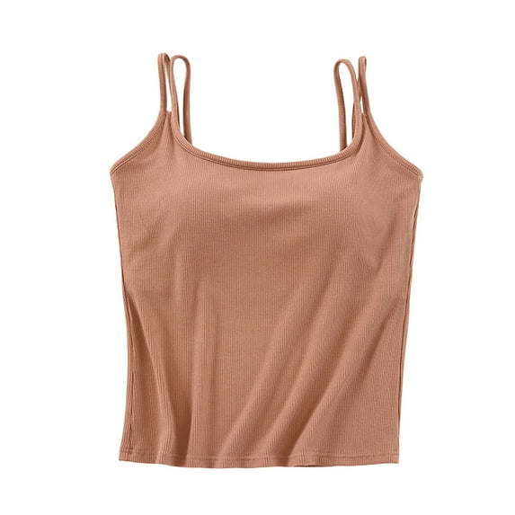 Kaemgyyd Womens Camisoles Tops with Built in Padded Bra Soft Basic Breathable Tank Shirt Ribbed Sleeveless Undershirt Sleepwear