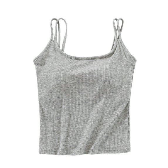 Kaemgyyd Womens Camisoles Tops with Built in Padded Bra Soft Basic Breathable Tank Shirt Ribbed Sleeveless Undershirt Sleepwear
