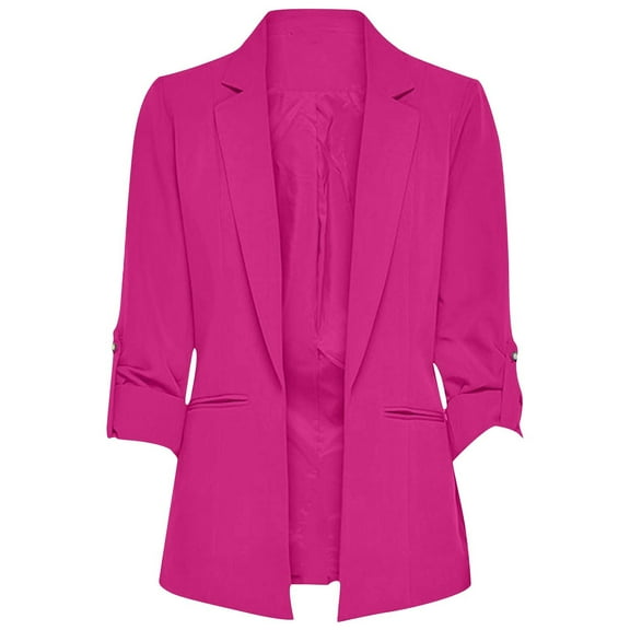 Kaemgyyd Womens Casual Blazers Open Front Long Sleeve Work Office Jackets Solid Color Notch Collar Business Coat with Pockets