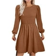 thumbnail image 1 of Kaemgyyd Womens Casual Dresses Long Lantern Sleeve Solid Color Loose Texture Dress Crew Neck A-Line Fall Outfit, 1 of 5