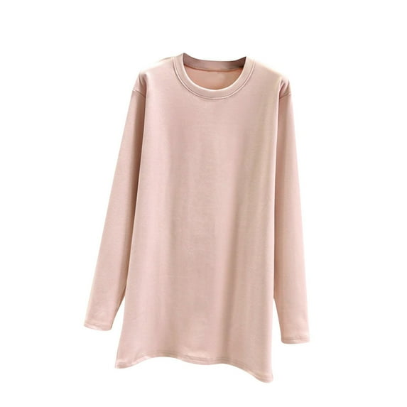 Kaemgyyd Womens Casual Sweatshirt Dress Fleece Lined Long Sleeve Crew Neck Tunic Dress Fall Winter Thermal Pullover Mini Dress