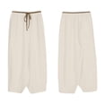 thumbnail image 1 of Kaemgyyd Womens Cotton Linen Pants Loose Fit Wide Leg Casual Pants Elastic Waist Cropped Trousers for Beach Vaction, 1 of 6