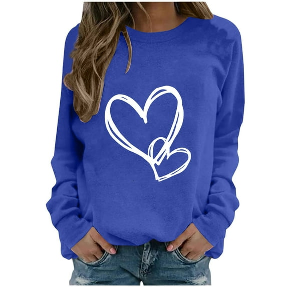 Kaemgyyd Womens Crew Neck Sweatshirts Casual Loose Long Sleeve Tops Fashion Lightweight Print Pullover