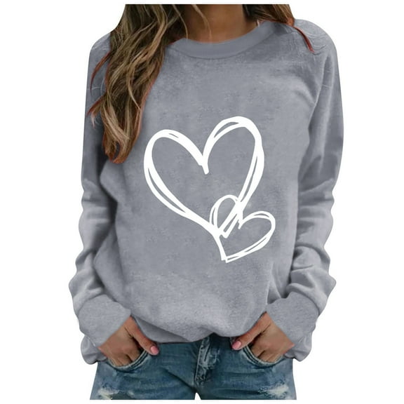 Kaemgyyd Womens Crew Neck Sweatshirts Casual Loose Long Sleeve Tops Fashion Lightweight Print Pullover