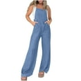 thumbnail image 1 of Kaemgyyd Womens Denim Bib Overalls Summer Wide Leg Spaghetti Strap Jean Pants Jumpsuits Trendy Fashion One-Piece Outfit with Pockets, 1 of 6
