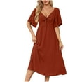 thumbnail image 1 of Kaemgyyd Womens Dresses Spring Summer Deep V Neck Midi Dress Elegant Bow Tie Half Sleeve A-Line Flowy Dress, 1 of 5