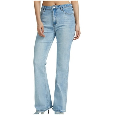Kaemgyyd Womens Flare Jeans Fashion High Waisted Wide Leg Stretch Denim Pants Button Bell Bottom Trousers with Pockets