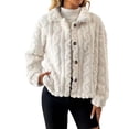 thumbnail image 1 of Kaemgyyd Womens Fleece Jacket Winter Plush Fuzzy Coat Long Sleeve Button Down Sherpa Outerwear with Pockets for Cold Weather, 1 of 6