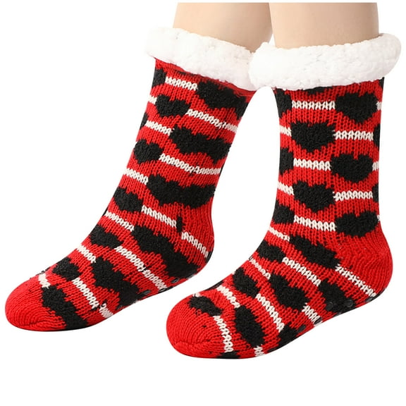 Kaemgyyd Womens Fuzzy Socks Valentine's Day Heart Winter Thermal Sleep Sock Cozy Warm Non Fleece Lined per Socks