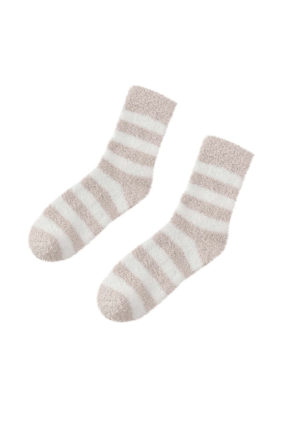 Womens Fuzzy Socks Winter Stripe Non Soft Fleece Lined Sock Men Cozy Warm Sherpa Plush Crew Socks