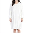 thumbnail image 1 of Kaemgyyd Womens Hooded Pullover Robe Knee Length Plush Bathrobe Soft Fluffy Lounger Robes Bow Front Clothes（White,One Size）, 1 of 5