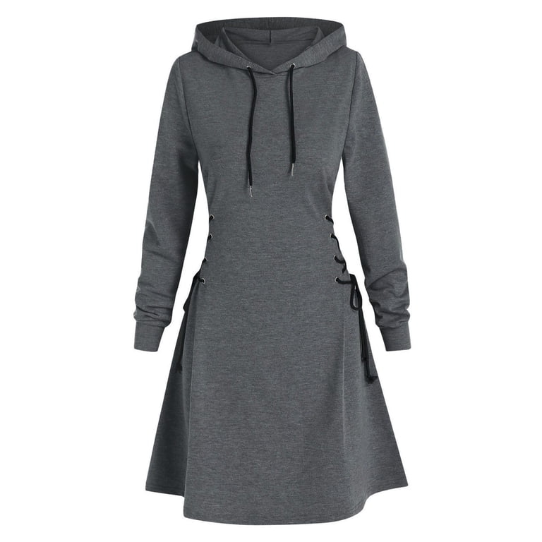 a line sweatshirt dress Marcella Elba Long Sleeve Sweatshirt Dress in Black | Women's Size 3XL | Midweight French Terry