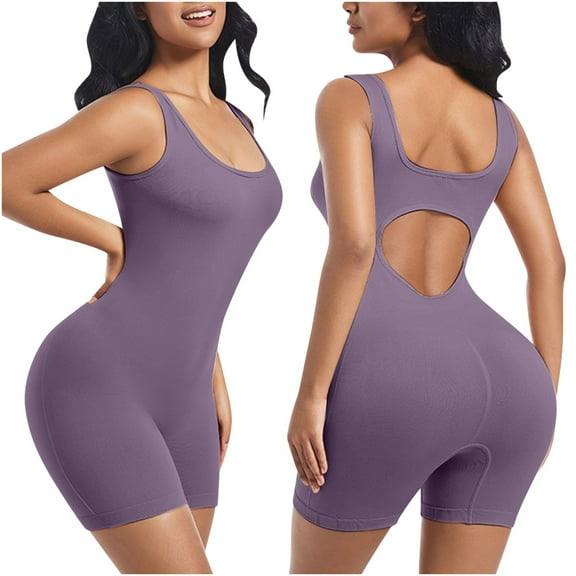 Kaemgyyd Womens Jumpsuits Shorts Stretch Scoop Neck Yoga Workout Romper Slim Bodycon Hollow out One-Piece Summer Outfits