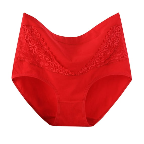 Kaemgyyd Womens Lace Trim Briefs Plus Size Cotton Underwear High Waisted Stretch Soft Panties Underpants