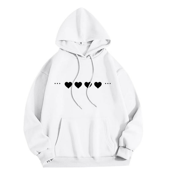 Kaemgyyd Womens Long Sleeve Shirts Womens Fall Fashion Heart Graphic Sweatshirt Casual Pullover Tops with Drawstring