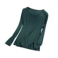 thumbnail image 1 of Kaemgyyd Womens Long Sleeve Tops Soft Comfy Crew Neck Pajamas T Shirt Casual Loose Solid Color Loungewear Sleepwear, 1 of 7