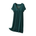 thumbnail image 1 of Kaemgyyd Womens Nightgown Sleepwear Summer Short Sleeve Sleep Shirt Classic Breathable Solid Pleated Front Nightshirt Loungewear, 1 of 6