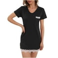 thumbnail image 1 of Kaemgyyd Womens Nightshirt Summer Soft Comfy V Neck Sleep Shirt Patchwork Lace Short Sleeve Nightgown Soft Sleepwear, 1 of 5