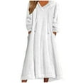 thumbnail image 1 of Kaemgyyd Womens Oversized Sleepwear Fall Winter Fuzzy Fleece Hooded Long Dress Plus Size Sherpa Lined Loungewear with Pockets, 1 of 6