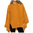 thumbnail image 1 of Kaemgyyd Womens Oversized Sweatshirts Lightweight Crewneck High Low Pullover Long Sleeve Side Slits Casual Tops, 1 of 5