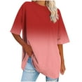 thumbnail image 1 of Kaemgyyd Womens Oversized T Shirts Half Sleeve Crewneck Gradient Summer Tops Casual Loose Plus Size Basic Tees, 1 of 7
