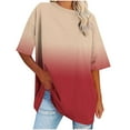 thumbnail image 1 of Kaemgyyd Womens Oversized T Shirts Half Sleeve Crewneck Gradient Summer Tops Casual Loose Plus Size Basic Tees, 1 of 7