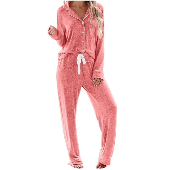 Kaemgyyd Womens Pajama Sets Comfy Long Sleeve Button down Shirt with Long Pants 2 Piece Pjs Lounge Set Sleepwear Fall Clothes