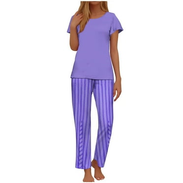 Kaemgyyd Womens Pajama Sets Soft Ruffle Short Sleeve Tops with Comfy Loose Long Pants 2 Piece Pj Set Sleepwear