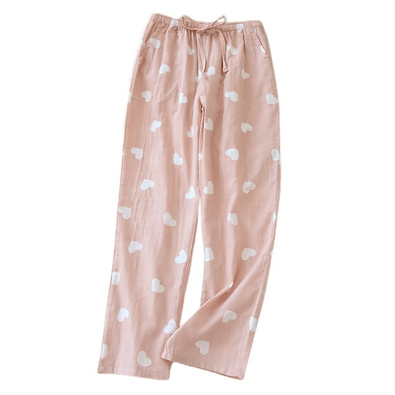 Kaemgyyd Womens Pajamas Pants Cute Casual Drawstring Pj Bottom Soft Printed Wide Leg Sleepwear Loose Comfy Loungewear
