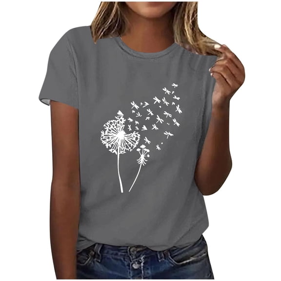 Kaemgyyd Womens Plus Size T Shirts Casual Crew Neck Summer Tops Loose Trendy Short Sleeve Blouses Beach Vacation Clothes