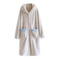 thumbnail image 1 of Kaemgyyd Womens Plush Robe Button Down Soft Fluffy Bathrobe for Women Fleece Hooded Housecoat Pajamas Winter Warm Loungewear, 1 of 7