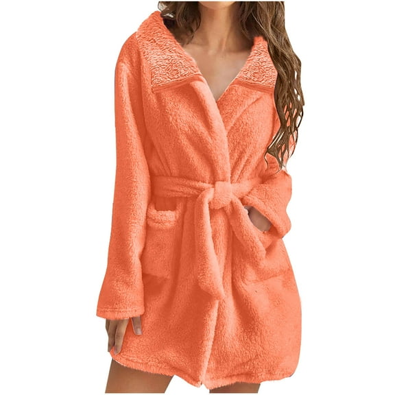 Kaemgyyd Womens Plush Robes Soft Cozy Long Sleeve Bathrobe Winter Warm Fleece Fuzzy Loungewear with Pockets