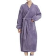 thumbnail image 1 of Kaemgyyd Womens Plush Soft Robe Fashion Winter Warm Fleece Sherpa Long Sleeve Belted Midi Bathrobe with Pockets, 1 of 6