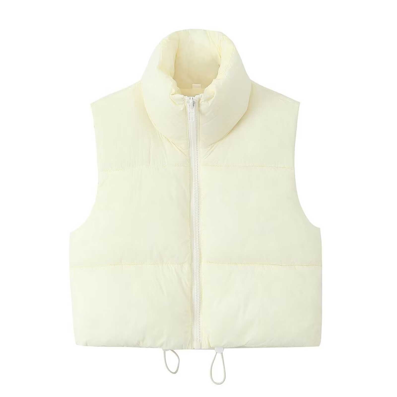 Women's Quilted Puffer Vest With Detachable Hood - Sleeveless Winter Jacket