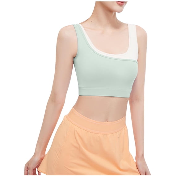 Kaemgyyd Womens Seamless Sports Bra Color Block Wireless Bras Full Coverage Padded Workout Running Yoga Crop Tops