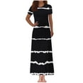 thumbnail image 1 of Kaemgyyd Womens Short Sleeve T-Shirt Dress Casual Crew Neck Maxi Dress Printing Loose Beach Long Tunic Dresses, 1 of 5