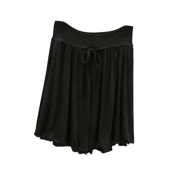 Kaemgyyd Womens Shorts Casual Elastic High Waist Shorts Trendy Ruffle Hem Drawstring Wide Leg Sleep Shorts Lightweight Shorts