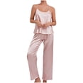 thumbnail image 1 of Kaemgyyd Womens Silk Satin Pajama Sets Solid Color Pj Sets Cami Tops and Pants 2 Piece Outfit Loungewear Sleepwear, 1 of 3