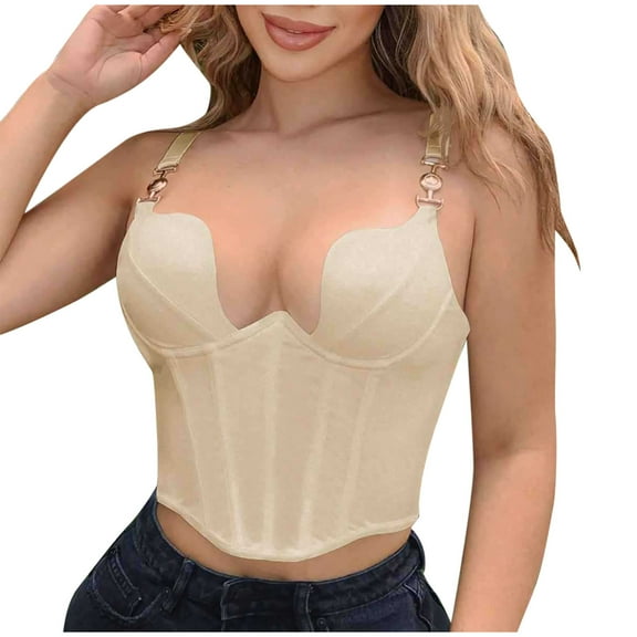 Kaemgyyd Womens Sleeveless Tank Tops Fashion Going out Slimming Boned Corset Summer Push up Deep V Body Shaper Crop Top