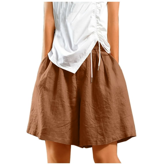 Kaemgyyd Womens Summer Shorts Casual Comfy Drawstring Elastic Waist Shorts Palazzo Wide Leg Beach Shorts with Pockets