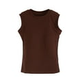 thumbnail image 1 of Kaemgyyd Womens Summer Tops Cotton Breathable Sleeveless Slim Fit Clothes Cute Solid Color Crew Neck Built in Bra T-Shirts, 1 of 3