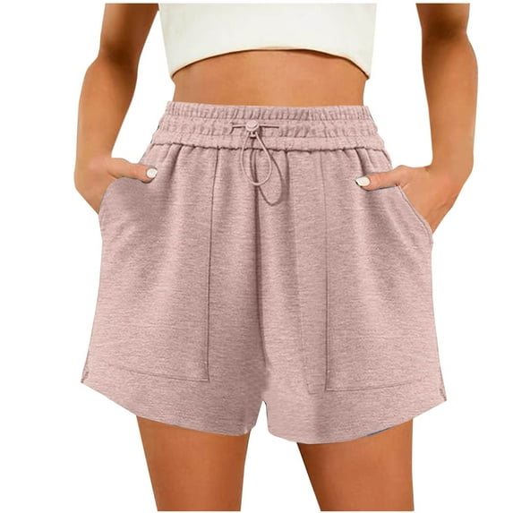 Kaemgyyd Womens Sweat Shorts Casual Summer Drawstring Comfy Shorts Elastic High Waist Running Clothes with Pockets