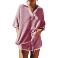 thumbnail image 1 of Kaemgyyd Womens Sweater Set Summer 2 Piece Outfits Oversized Half Sleeve V Neck Knit Tops with Stripes Shorts Trendy Lounge Sets, 1 of 7