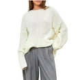 thumbnail image 1 of Kaemgyyd Womens Sweaters Crew Neck Long Sleeve Lightweight Knit Pullover Solid Fall Fashion Oversized Drop-Shoulder Tops, 1 of 3