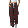 thumbnail image 1 of Kaemgyyd Womens Sweatpants Casual Stripe Elastic High Waisted Workout Pants Drawstring Loose Joggers Running Trousers with Pocket, 1 of 5