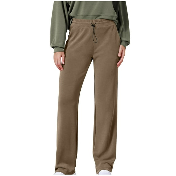Kaemgyyd Womens Sweatpants High Waisted Elastic Drawstring Pants Comfy Wide Leg Trousers Solid Color Lounge Workout Pants