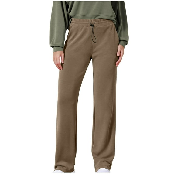 Kaemgyyd Womens Sweatpants High Waisted Elastic Drawstring Pants Comfy Wide Leg Trousers Solid Color Lounge Workout Pants